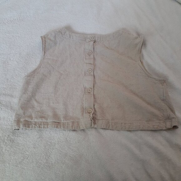 A New Day Women's Size XL Sand Beige Linen Blend Sleeveless Cropped Top - Picture 6 of 9